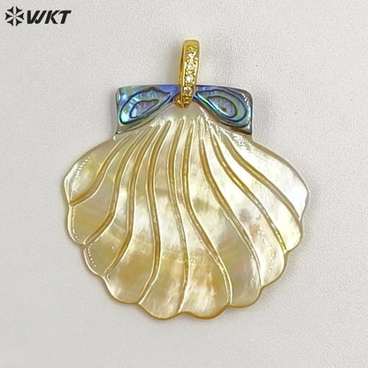 WT-JP467 Good Quality Delicate Various Natural Shells Splicing Conch Shape Pendants For Cute Necklaces Jewelry Design