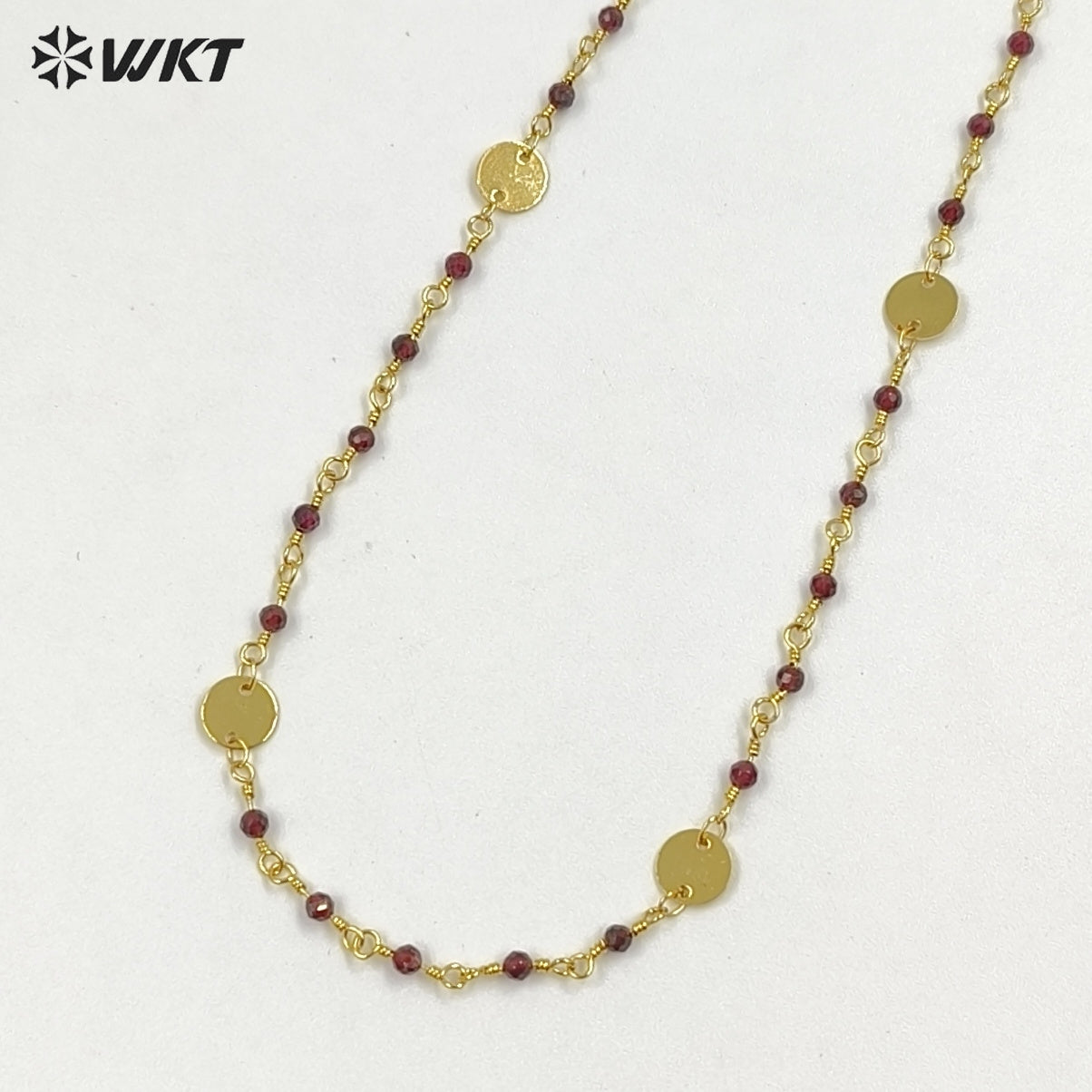 WT-N1536 Delicate Trendy 18K Gold Plated Natural Stone Beads Thin Chain Necklaces For Women Simple Elegant Wearing Jewelry