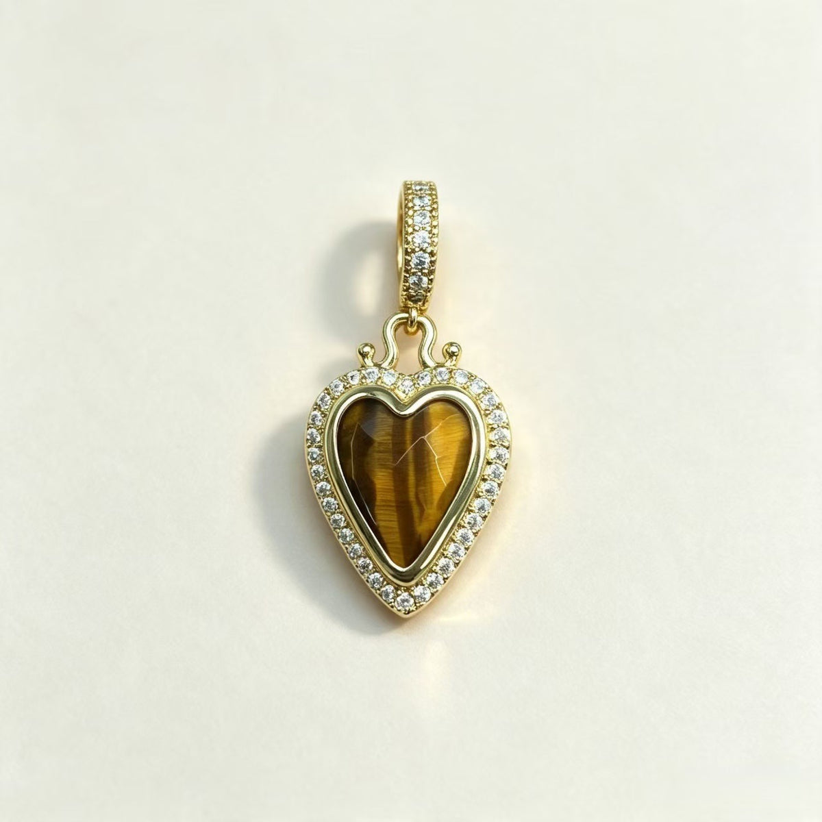 WT-MP335 Wonderful Romantic 18K Gold Plated Zircon And Natural Gemstone Heart Shape Little Pendants For Earrings Necklace Making