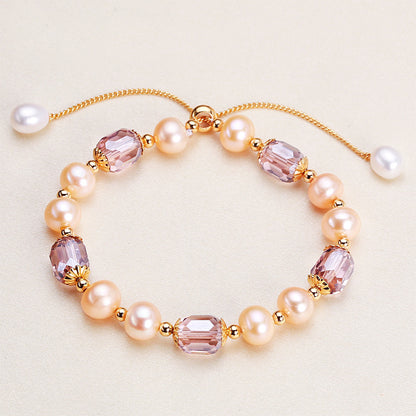 MPB116 New Arrival Fashionable Natural Freshwater Pearl Bracelet Female Hand Strand Beads Adjustable Chain Jewelry Ornament