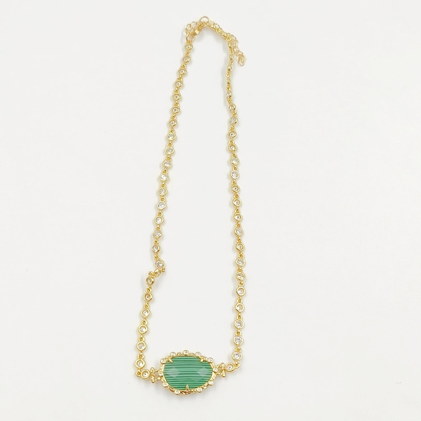 WT-N1430 16+2inch Extend Chain Long Cubic Zircon Natural Stone Necklace Gemstone Casual Long Statement Necklace