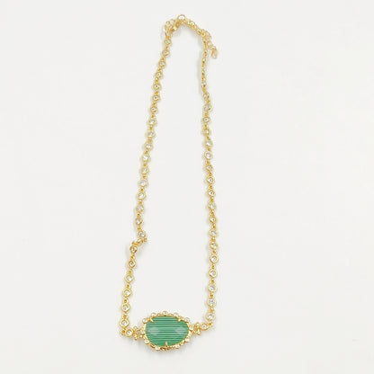 WT-N1430 16+2inch Extend Chain Long Cubic Zircon Natural Stone Necklace Gemstone Casual Long Statement Necklace