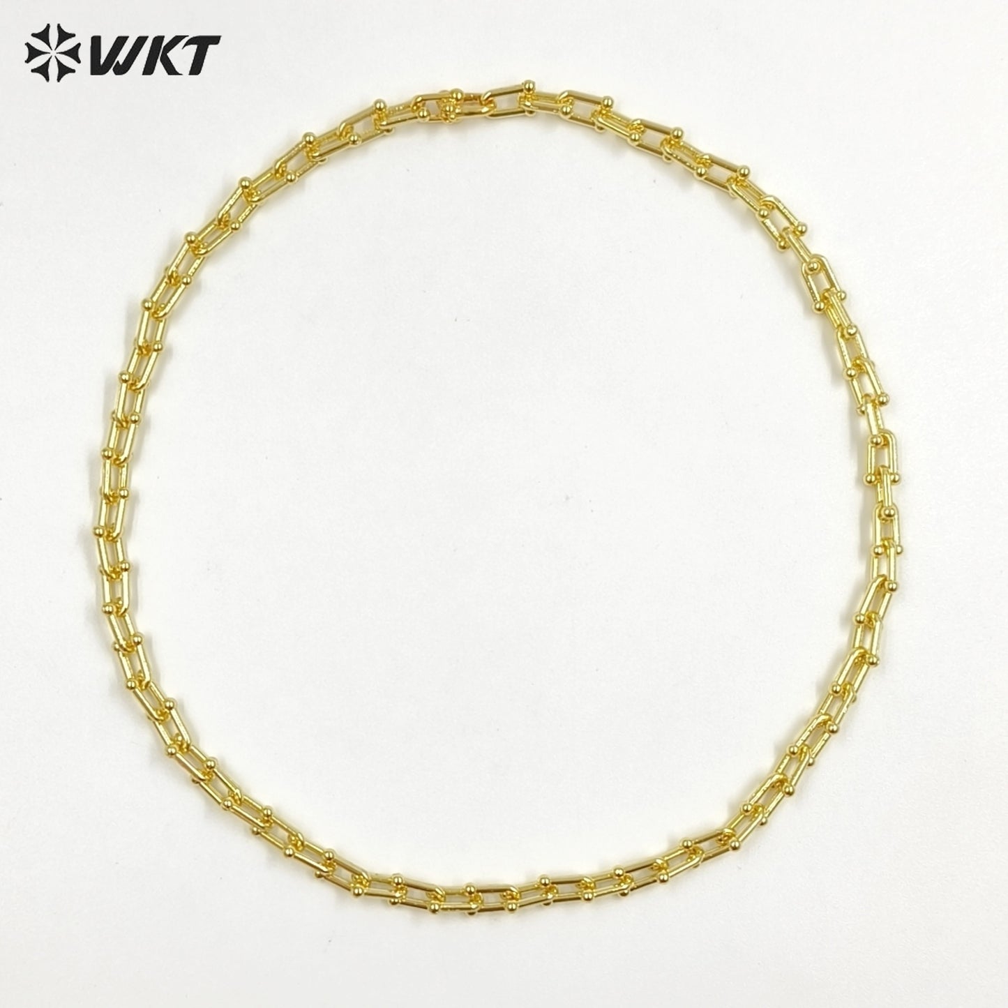WT-N1228 Supper Hot Wholesale U Chain Top Quality Jewelry Brass With Full Gold Eletroplated U Chain Women Necklace Chain