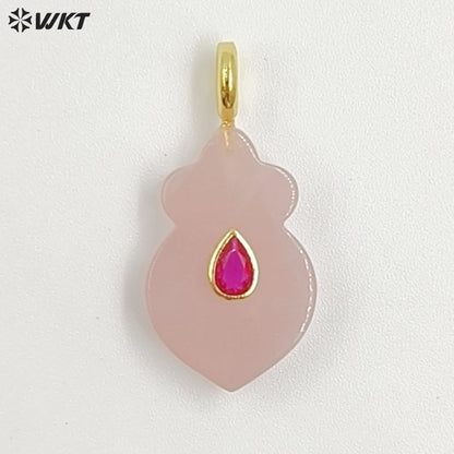 WT-P2058 Exclusive Design Zircon And Natural Gemstones Gourd Shape Pendants For Female Handmade Necklace DIY Accessory