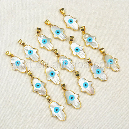 WT-P883 Wholesale Hot Eye Shell Hand Charm Pendant with Gold Plated