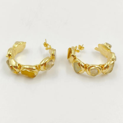 WT-E654 Luxury Wholesale Fashion Gemstone Gold Earrings Women Jewelry Findings with Hoop for You so Nice As a Anniversary Gift