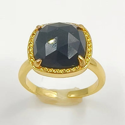 WT-R469 WKT Fashion Gemstone Elegant Women Gorgeous Gold Black Obsidian Labradorite Amethyst Stone Ring