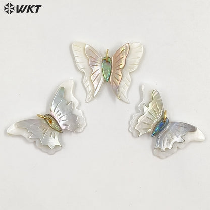 WT-JP466 Beautiful Vaious Designs Natural Shell Butterfly Shape Girl Gold Pendants For Lovely Handmade Necklace Findings
