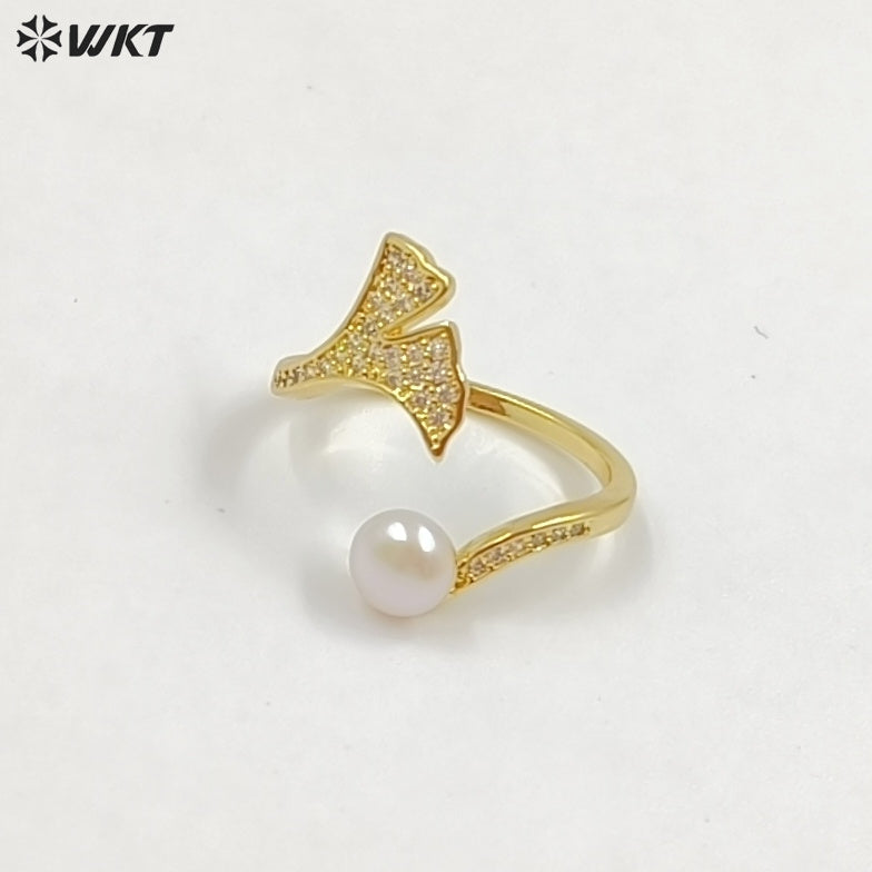 WT-MPR156 Top Fashion Multi Designs 18K Gold Electroplated Adjustable Size Pearl Rings For Women Daily Decorative Jewelry