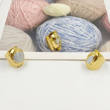 WT-R328 Classic Unique Each One Is Different Shell Jewelry in Gold Plated Adjustable Women's Fine Natural Freshwater Pearl Rings