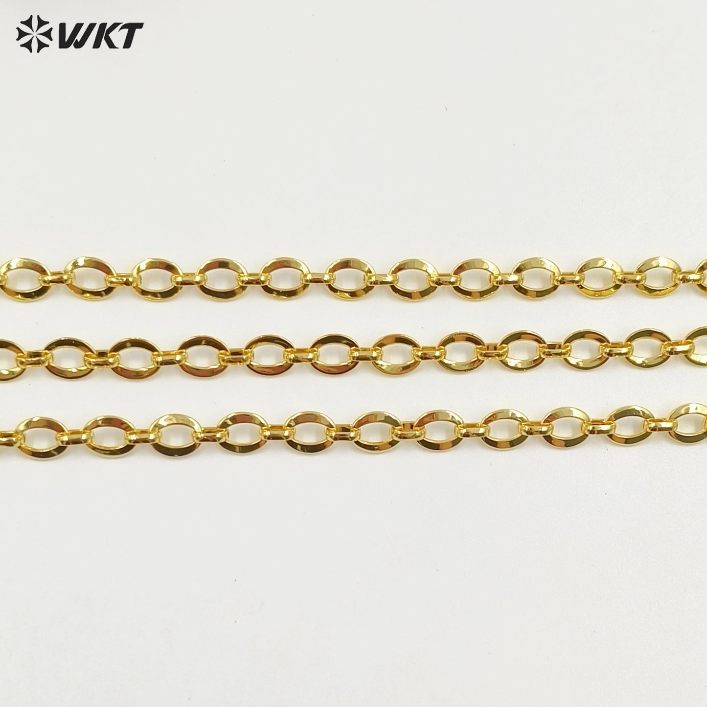 WT-BC254 Wholesale 18K Gold Electroplated Metal Yellow Brass Chain Accessories Big Long Oval Shape For Jewelry DIY Making