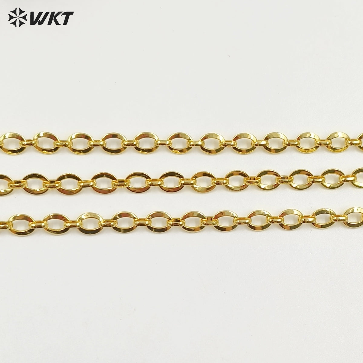 WT-BC254 Wholesale 18K Gold Electroplated Metal Yellow Brass Chain Accessories Big Long Oval Shape For Jewelry DIY Making