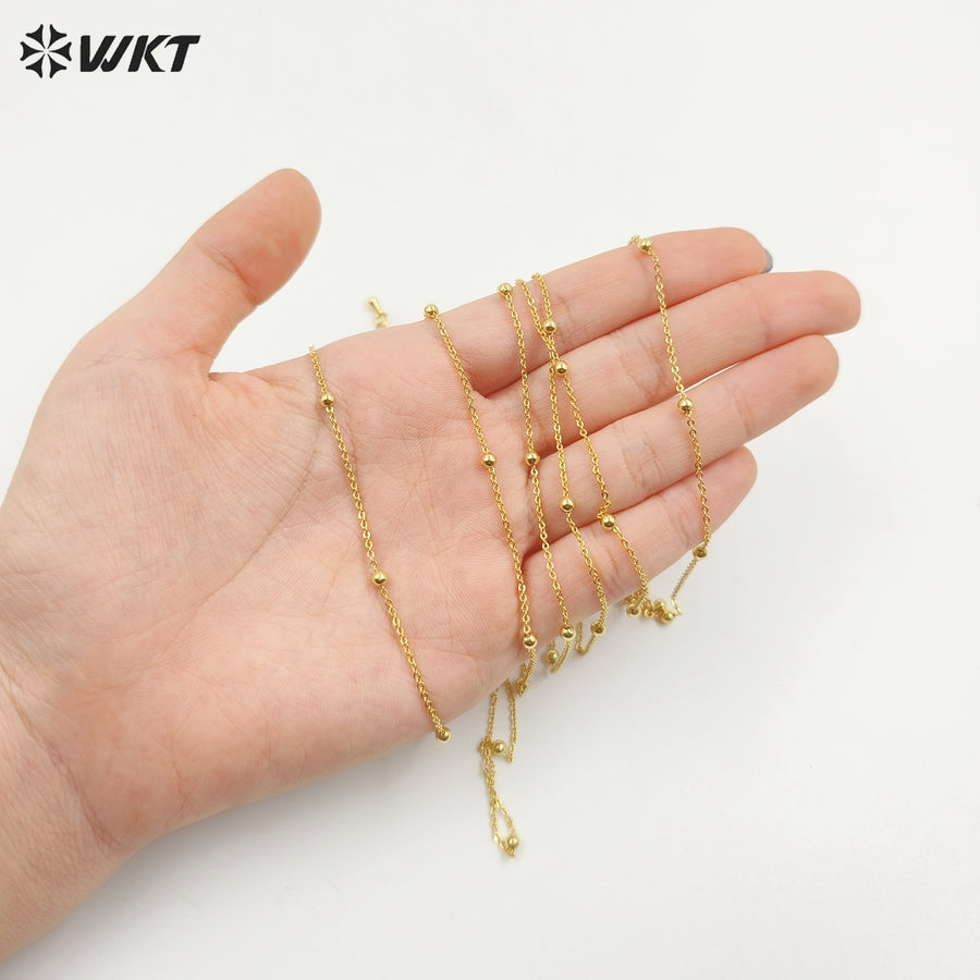 WT-N1058 New Coming Fashion Real Gold Plating Chain Necklace Beads Brass Necklace Chain