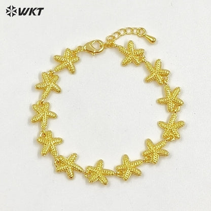 WT-JF367 Fashion Yellow Brass Gold And Silver Plated Starfish Shape Shell Element Lovely Bracelets For Ladies Daily Jewelry