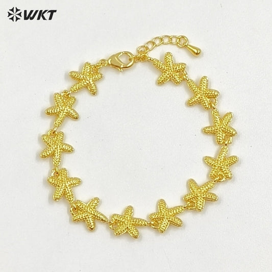 WT-JF367 Fashion Yellow Brass Gold And Silver Plated Starfish Shape Shell Element Lovely Bracelets For Ladies Daily Jewelry