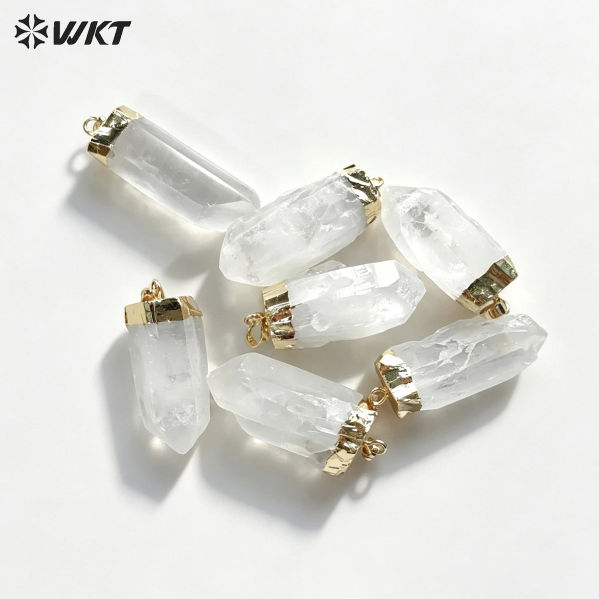 WT-P968 Exclusive Crystal Point Pendant Wholesale,Natural Crystal Point Pendant Crystal Stone with Gold Electroplated