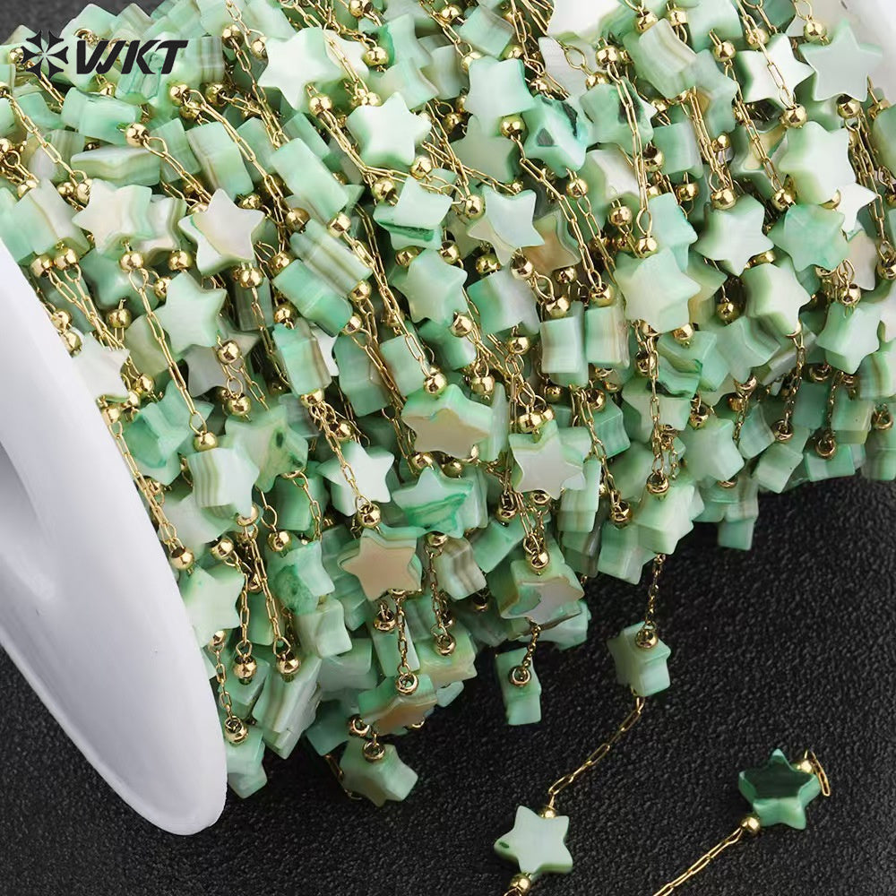 WT-RBC243 Latest Models High Quality Fashion Lucky Shell Stars DIY Rosary Beads Chain Jewelry for Lovely Girls As Special Gift