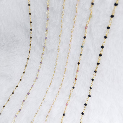 WT-BFN019 Wholesale Fashion Colorful Natural Stone Beads Rosary Chain Cute Double Hook Necklace Jewelry for Women Birthday Gift