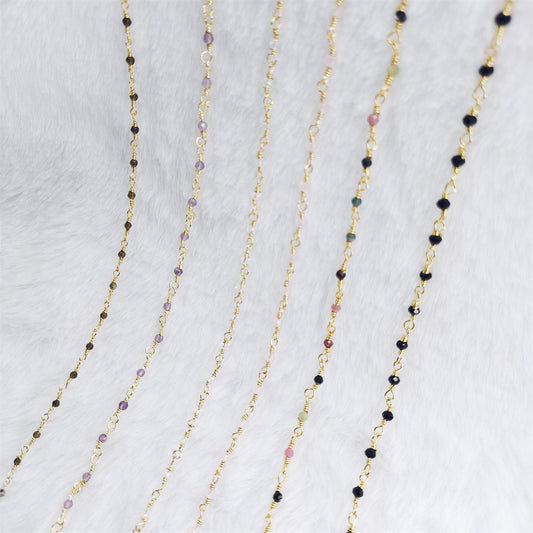 WT-BFN019 Wholesale Fashion Colorful Natural Stone Beads Rosary Chain Cute Double Hook Necklace Jewelry for Women Birthday Gift