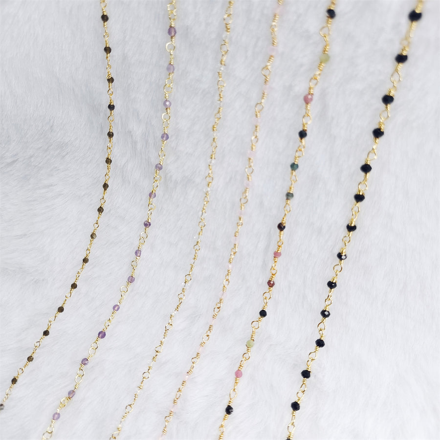 WT-BFN019 Wholesale Fashion Colorful Natural Stone Beads Rosary Chain Cute Double Hook Necklace Jewelry for Women Birthday Gift