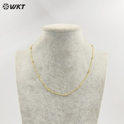 WT-N1058 New Coming Fashion Real Gold Plating Chain Necklace Beads Brass Necklace Chain