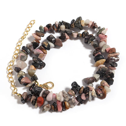 WT-N1438 45cm+5cm Extend Chain Long Gemstone Casual Long Statement Necklace Natural Chips Stone Necklace