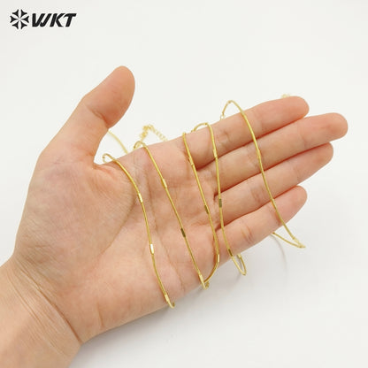 WT-JFN42 New Design Fashion 18k Real Gold Plated Brass Cube Snake Chain for Pendant Match