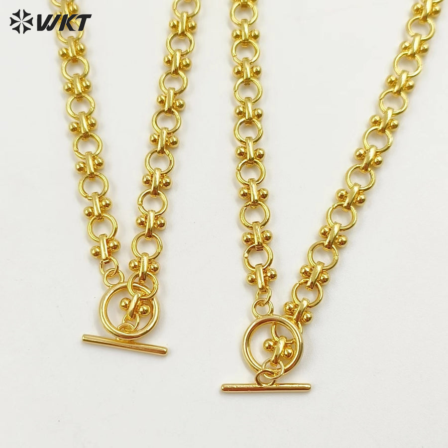 WT-JFN22 WKT Popualr New Arrival Simple Elegant and Fresh Design 18k Gold Plated Buckle Necklace Unisex Hot Sale Chain Jewelry