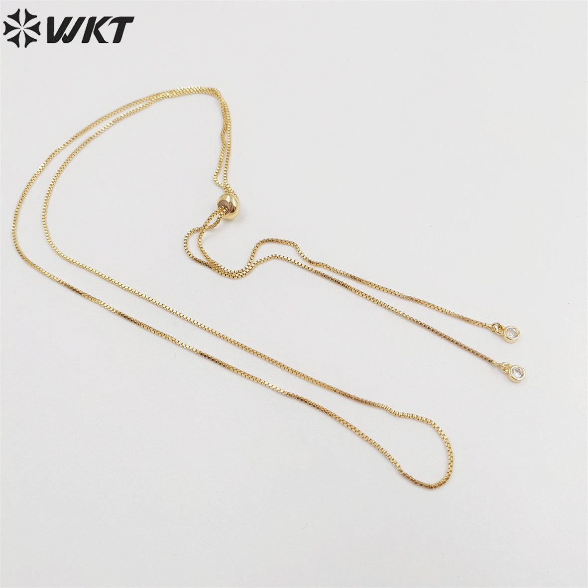 WT-JFN06 Fashion 18k Real Gold Plated Universal Chain for Pendant Lady Adjustable Position Yellow Brass Chain in 32 Inch Long