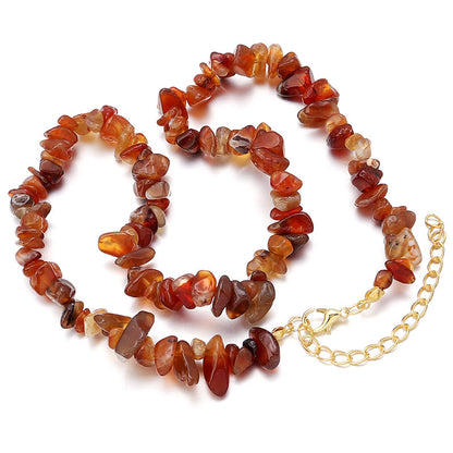 WT-N1438 45cm+5cm Extend Chain Long Gemstone Casual Long Statement Necklace Natural Chips Stone Necklace