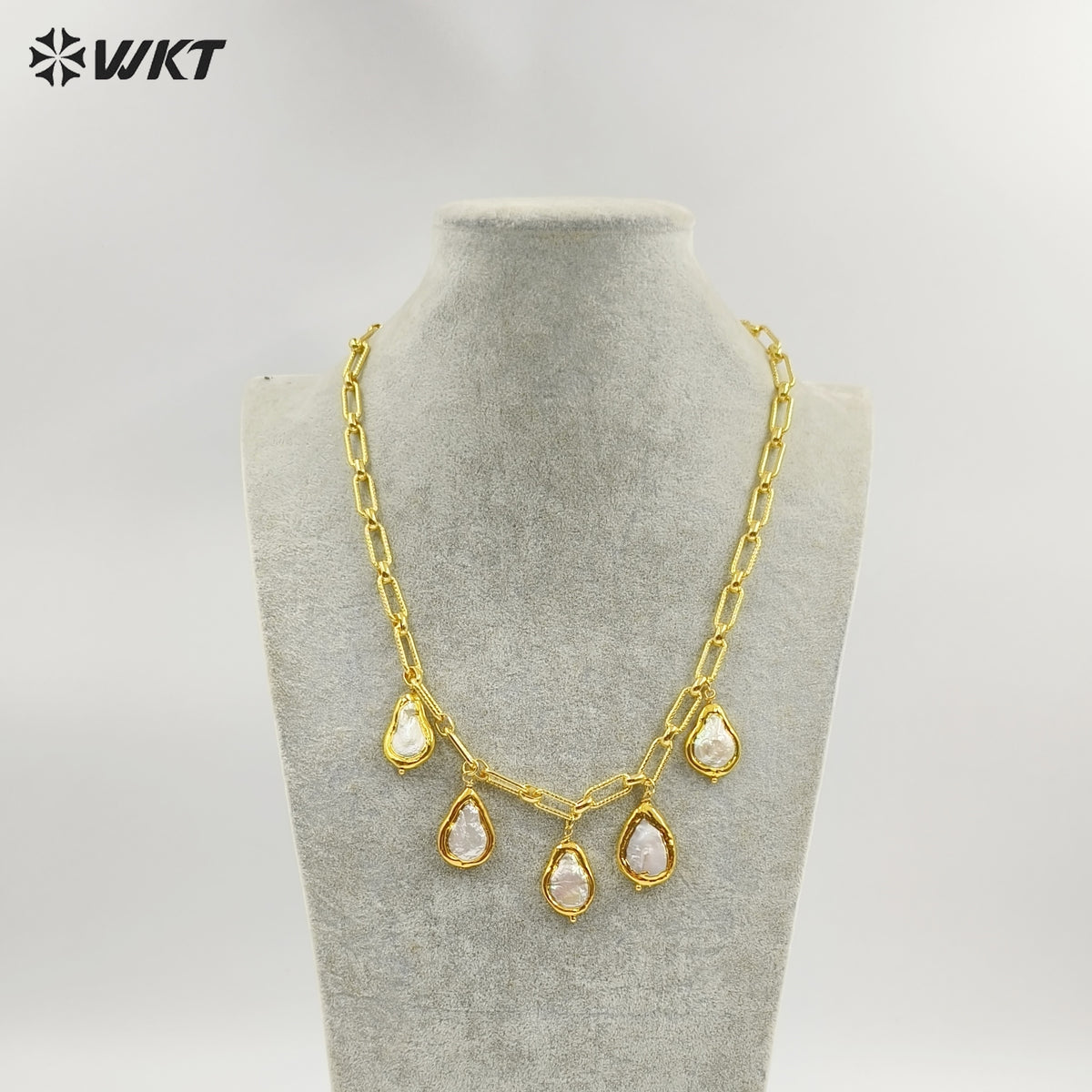 WT-JN325 Wholesale Handmade Precious Design 5 Drop Natural Pearl Dangling Statement Women Necklace