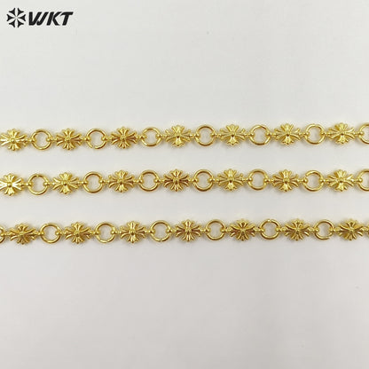 WT-BC264 Exquisite 18K Gold Plated Round And Cross Shape Yellow Brass Chains For Women Metal Necklace Bracelets Making