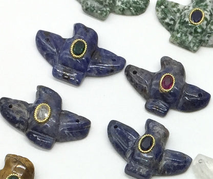 WT-P2147 Wonderful Trendy Colorful Zircon And Natural Gemstones Pigeon Shape Gold Pendants For Women Necklace DIY Making