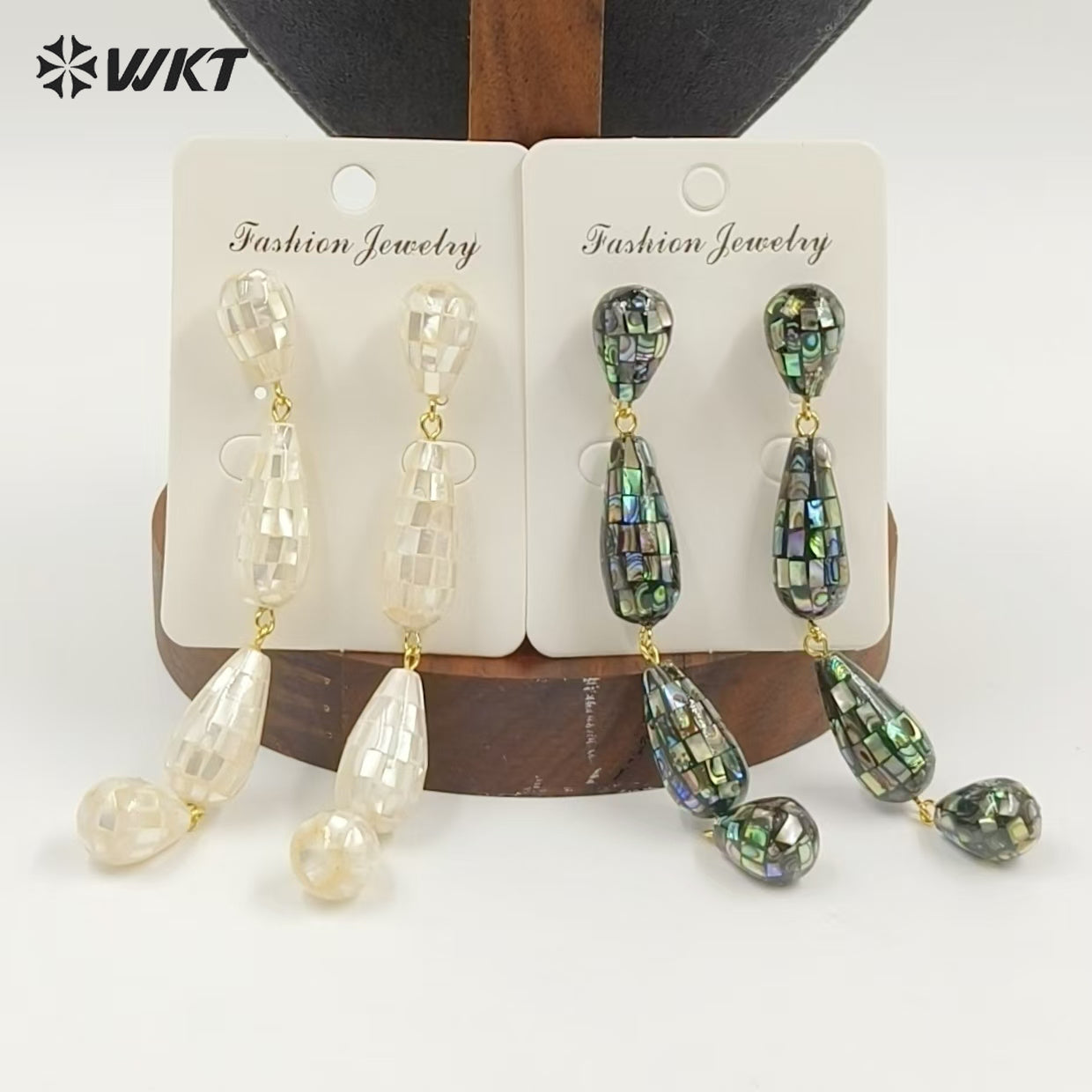 WT-MPE189 Amazing Gorgeous Natural White And Abalone Shell Gold Long Earrings For Female Party Wearing Jewelry Accessory