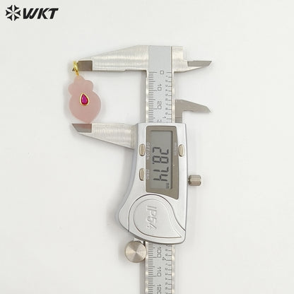 WT-P2058 Exclusive Design Zircon And Natural Gemstones Gourd Shape Pendants For Female Handmade Necklace DIY Accessory