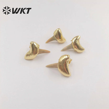 WT-E715 New Unique Specimen Tooth Earrings 18k Gold Plated Teeth Jewelry Studs for Women Gift Boho Style Teeth Earrings