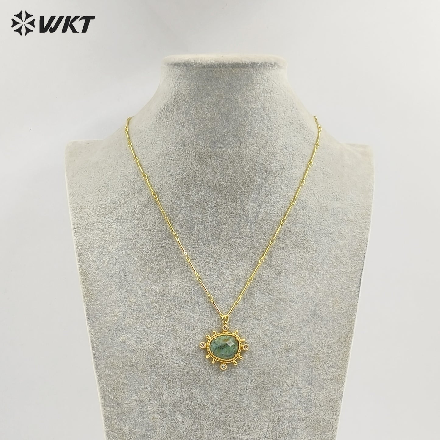 WT-N1526 Wholesale Delicate Gold Plated Various Natural Gemstones Pendant Necklaces For Female Daily Decorative Jewelry