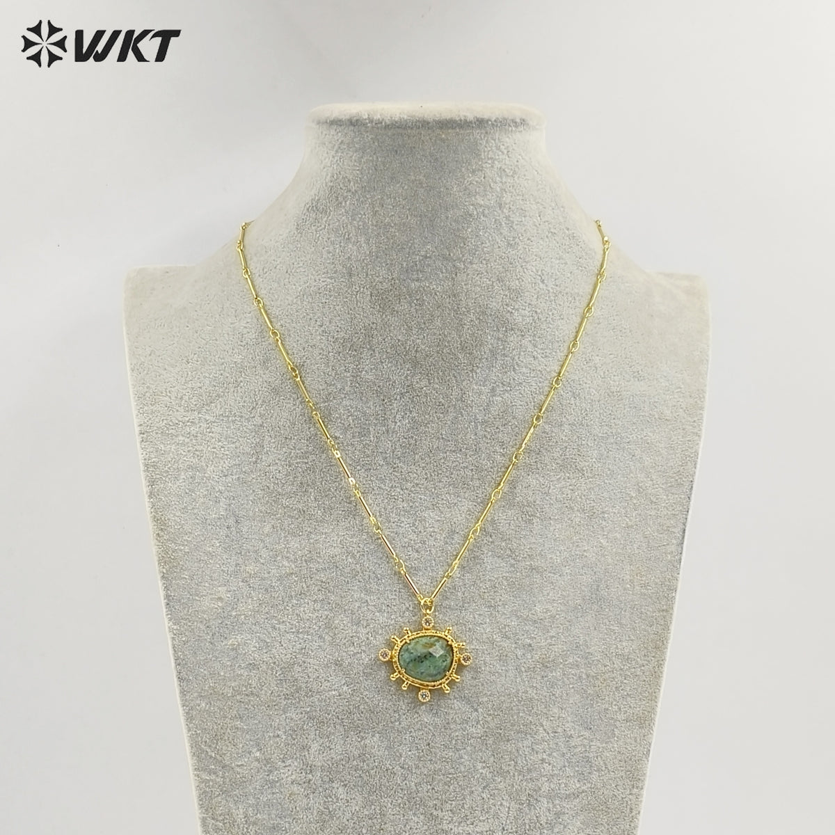 WT-N1526 Wholesale Delicate Gold Plated Various Natural Gemstones Pendant Necklaces For Female Daily Decorative Jewelry