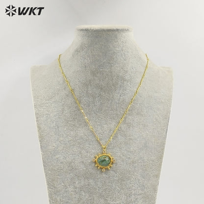 WT-N1526 Wholesale Delicate Gold Plated Various Natural Gemstones Pendant Necklaces For Female Daily Decorative Jewelry