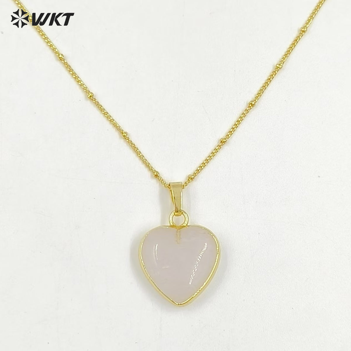 WT-N1485 Fashion Popular 18K Real Gold Plated Lovely Small Gemstone Birthday Stone Heart Charms Necklace