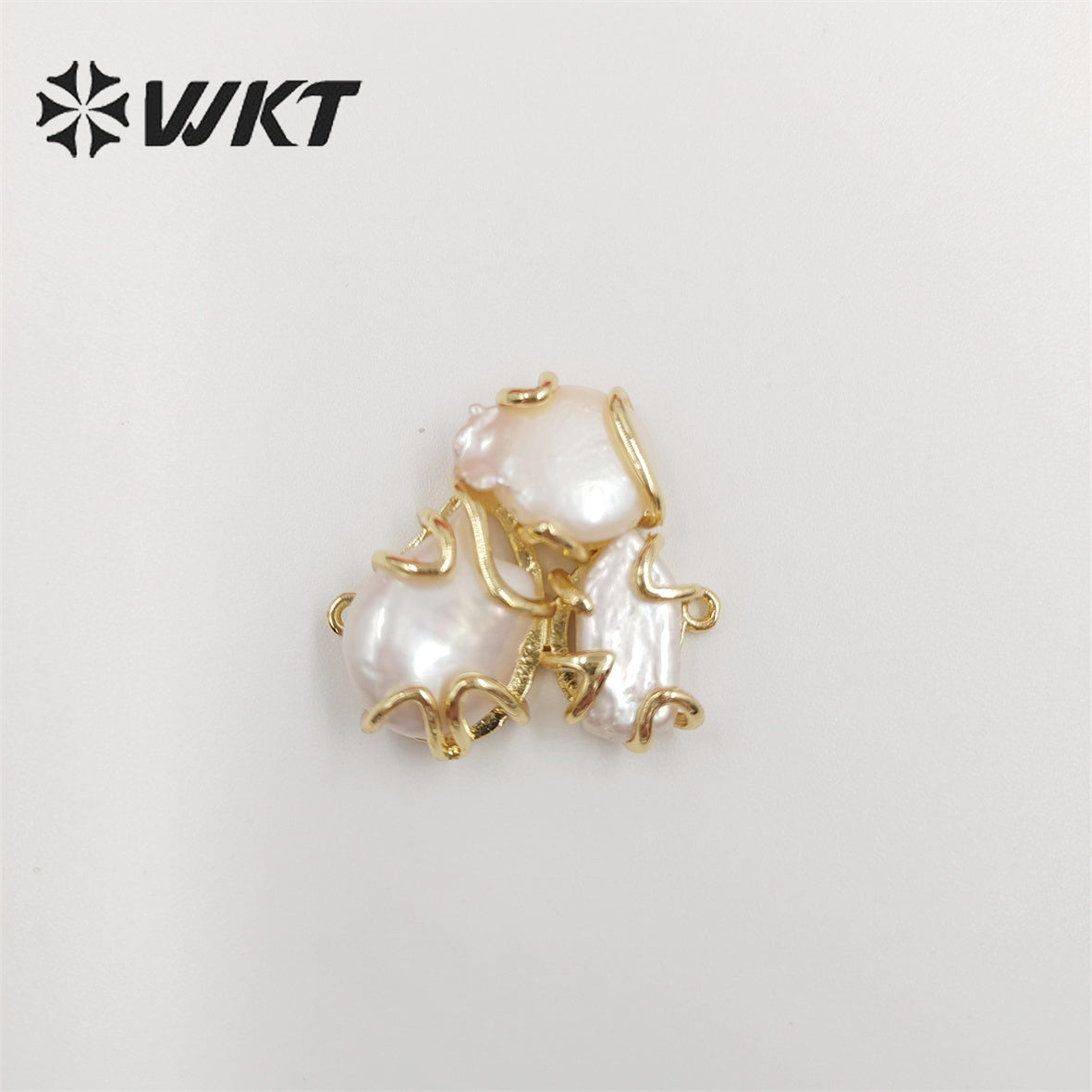 WT-JP307 Unique Triple Freshwater Pearl Pendant 18k Real Gold Plated Claw Prong Setting Pearl Findings for Jewelry Making