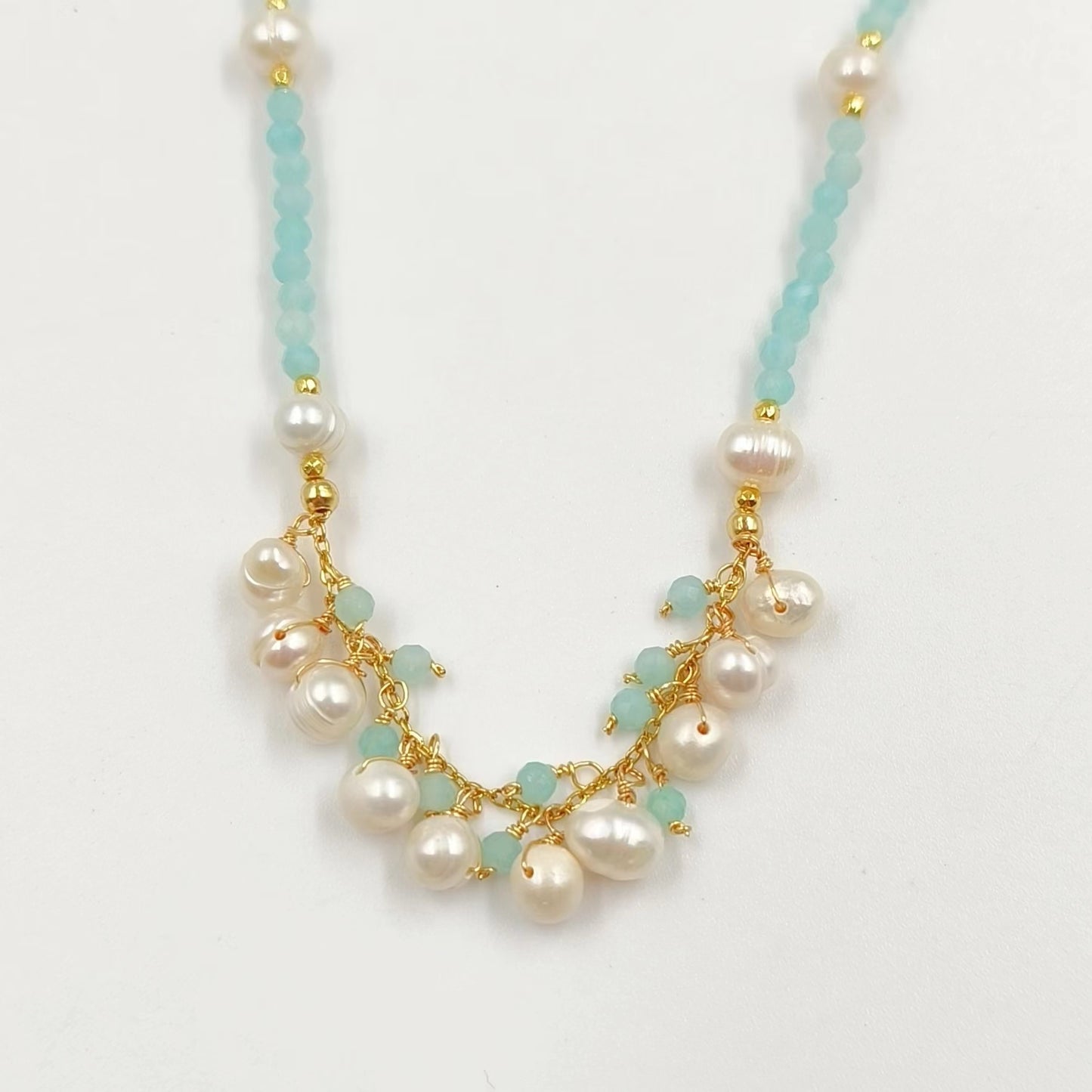 WT-JN253 Wholesale Vintage Style Trendy Natural Gemstone& Pearl Exquisite High Quality Pendant Necklace