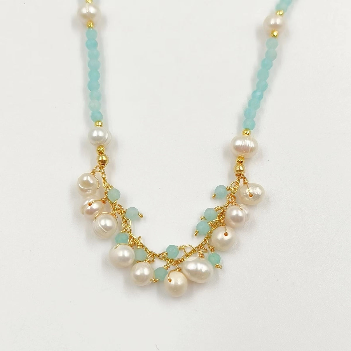 WT-JN253 Wholesale Vintage Style Trendy Natural Gemstone& Pearl Exquisite High Quality Pendant Necklace
