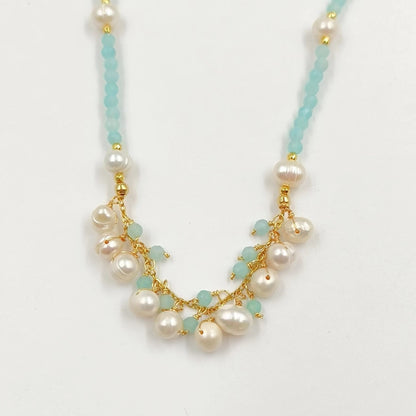 WT-JN253 Wholesale Vintage Style Trendy Natural Gemstone& Pearl Exquisite High Quality Pendant Necklace