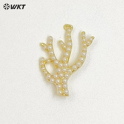 WT-MP310 Wholesale Fine Jewelry Gold And Silver Color Marine Animals Crab Shape Zircon With Artificial Pearl Little Pendants