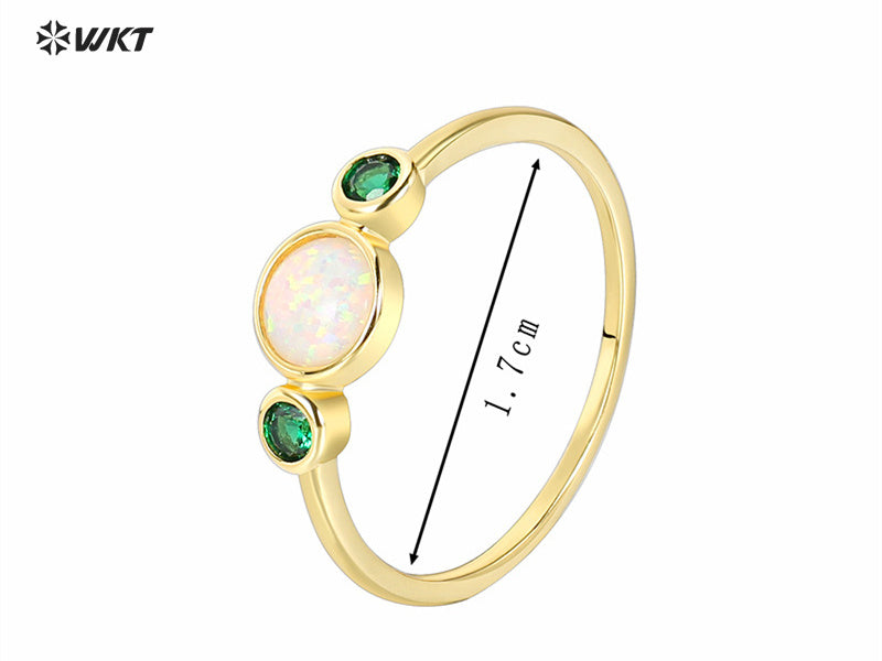 WT-MR035 Green Tiny Zircon and Beautiful Opal Stone Ring Four Size to Choose Women Perfect Match Fine Accessory