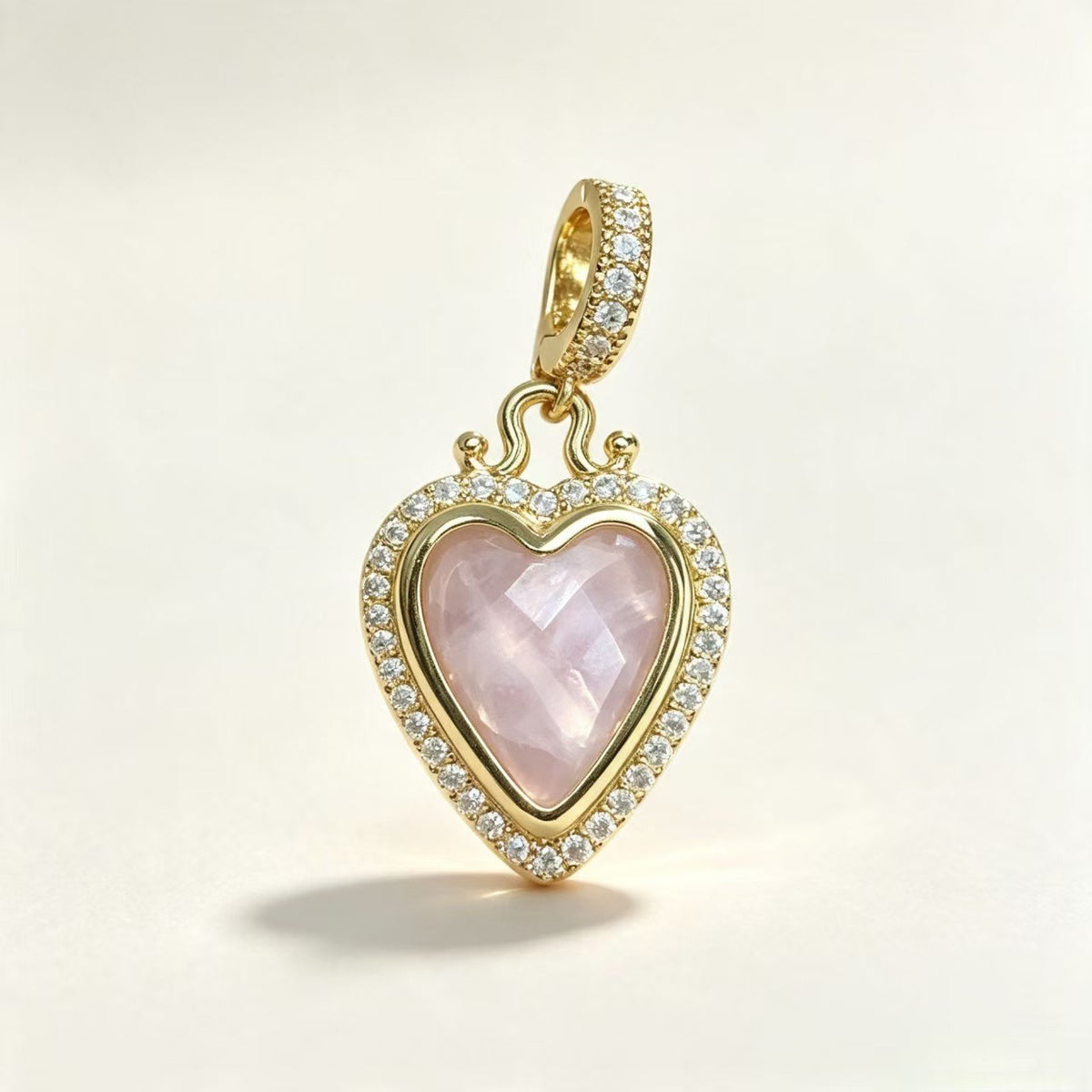 WT-MP335 Wonderful Romantic 18K Gold Plated Zircon And Natural Gemstone Heart Shape Little Pendants For Earrings Necklace Making