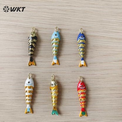 WT-MP322 High Quality Ocean Series Multi Designs Yellow Brass Gold Electroplated Metal Fish Shape Pendants As Jewelry Findings