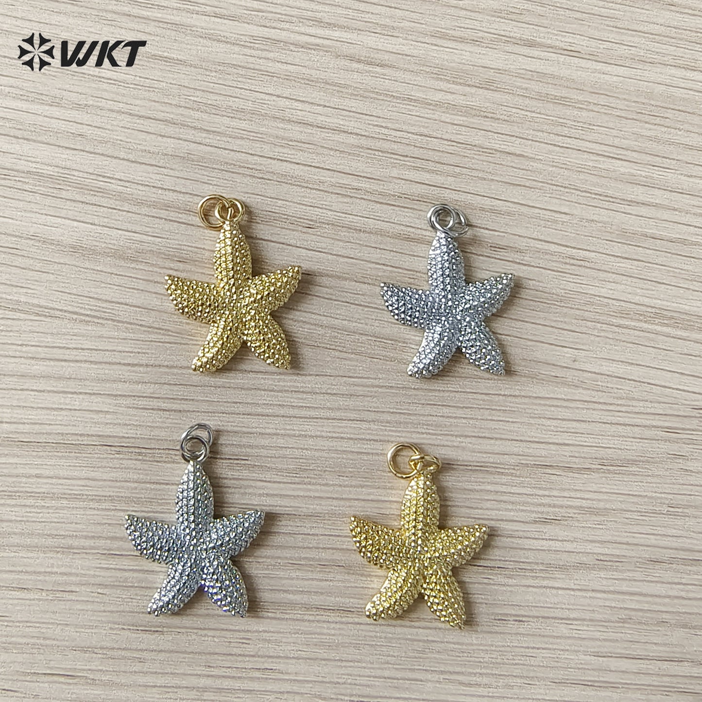 WT-MP323 New Sales Ocean Series 18K Gold Plated Yellow Brass Metal Starfish Shape Charms Pendant For DIY Jewelry Accessories