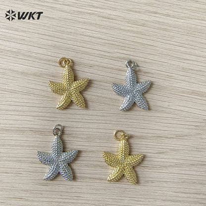 WT-MP323 New Sales Ocean Series 18K Gold Plated Yellow Brass Metal Starfish Shape Charms Pendant For DIY Jewelry Accessories